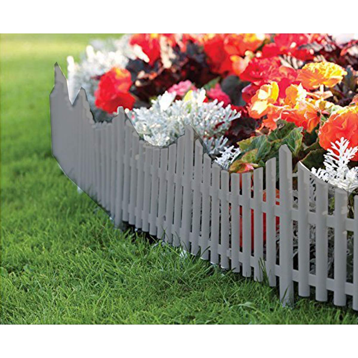 Grey Plastic Wooden Effect Lawn Border Edge Garden Edging Picket