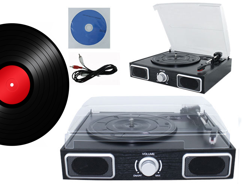 New USB Turntable 3 Speed Record Player Vinyl to MP3 Converter Built in Speakers