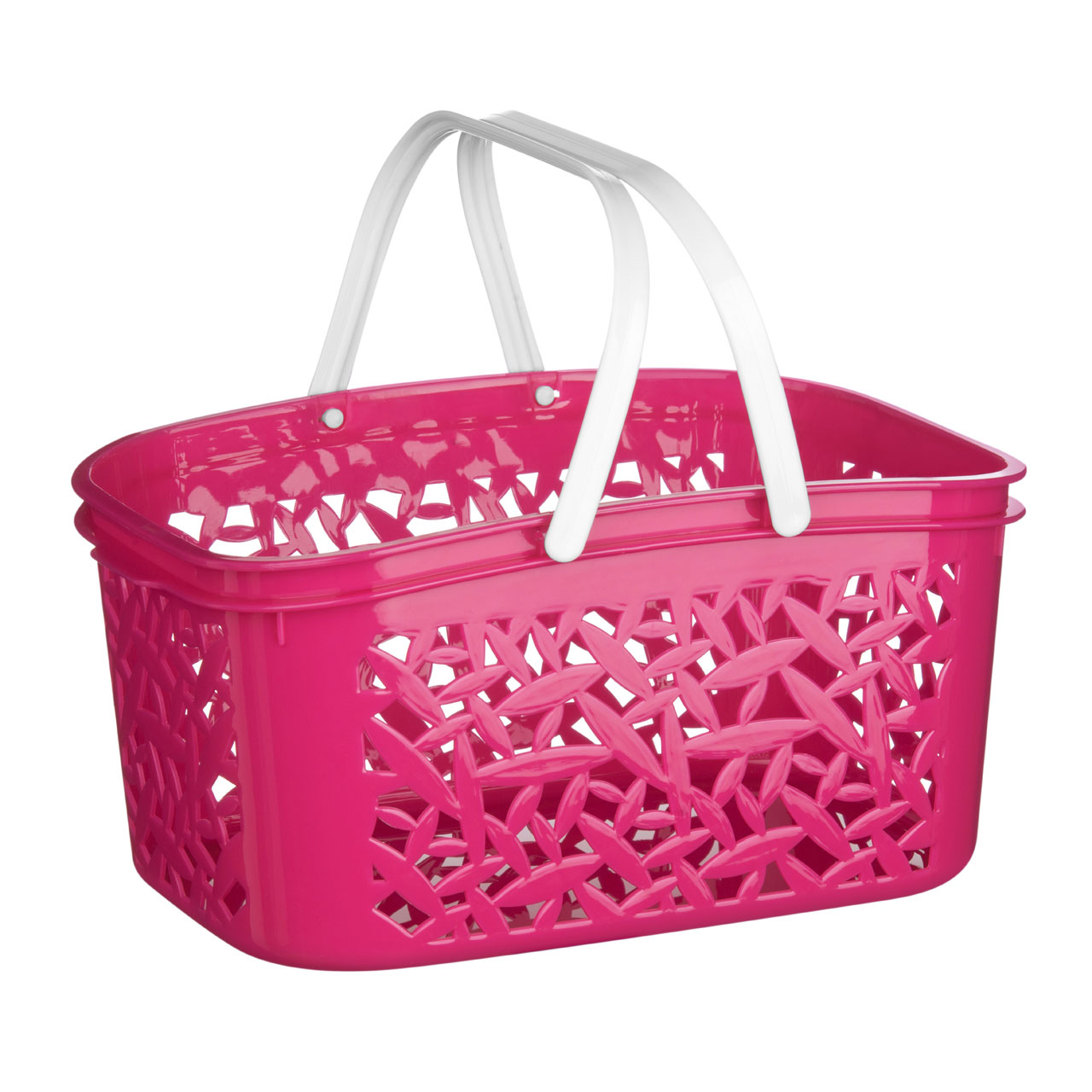 NEW PLASTIC STORAGE BASKET W HANDLES WHITE OR HOT PINK 2.4LTR OR 4.5LTR