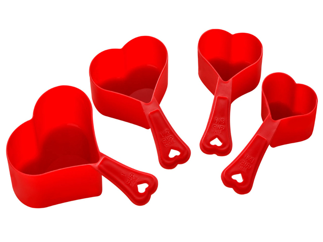 BRAND NEW HEART SHAPED BAKING SILICONE CUPCAKE CAKE SPATULA MEASURING SPOONS - Picture 4 of 5