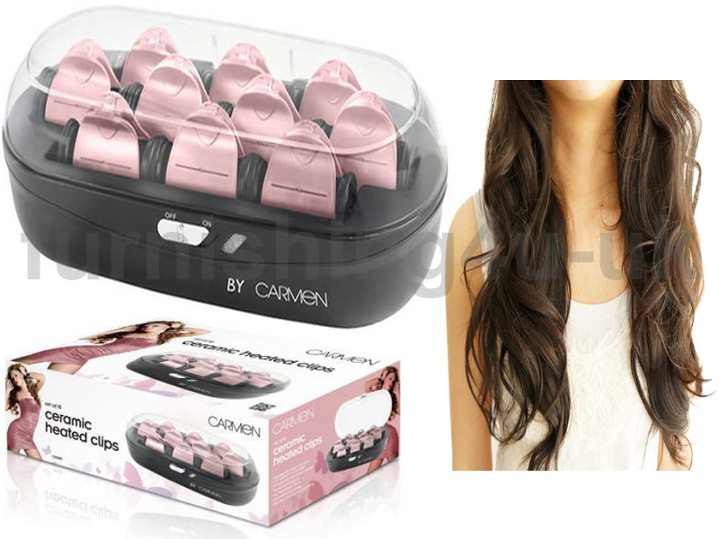 New Carmen Set Of 10 Ceramic Electric Heated Hair Rollers Curlers Clips C81007 Ebay 8191