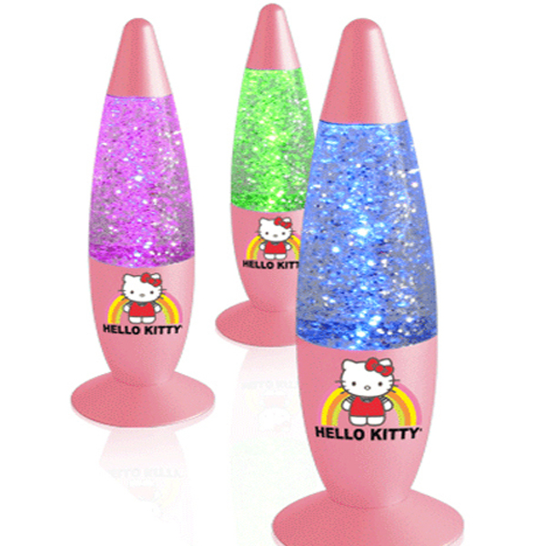 HELLO KITTY COLOUR CHANGING GLITTER LAVA MOTION DESK NIGHT LAMP LIGHT ...