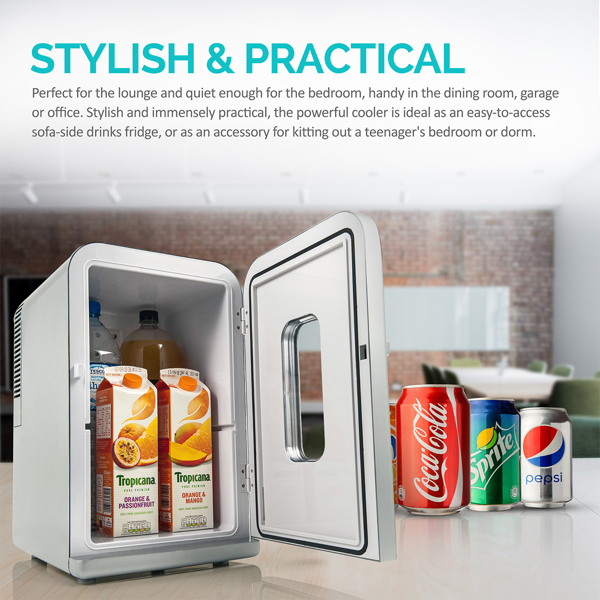 Portable 15l Mini Fridge Bedroom Office Drinks Beer Cooler Chiller