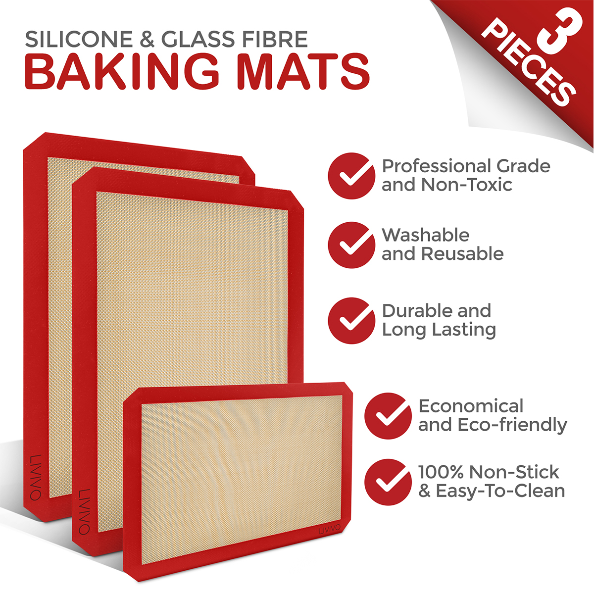 Silicone Fibreglass Non Stick Baking Mat Sheet Tray Oven Liner