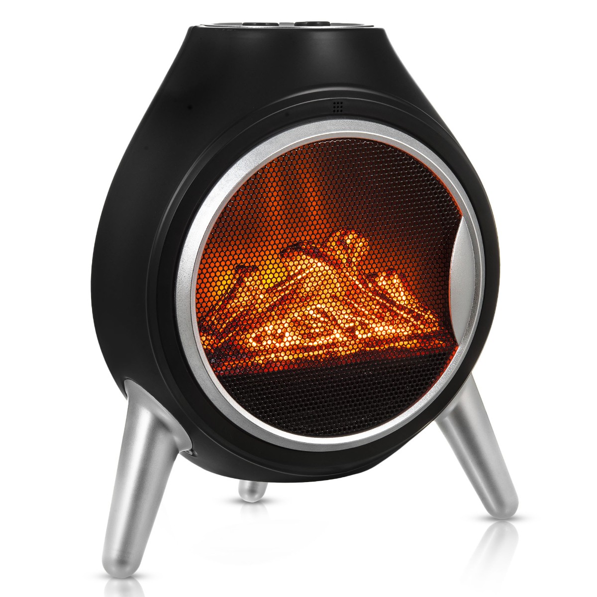 Electric Heater 1.8kw Log Fire Oval Flame Effect Fireplace Log Burner ...