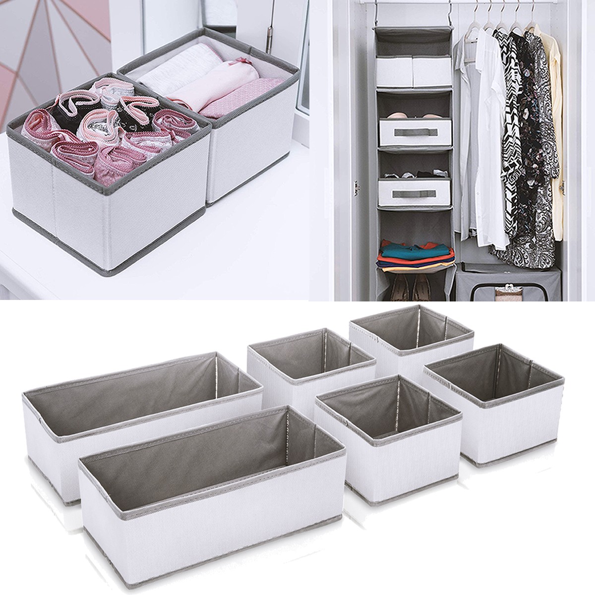 Canvas Storage Box Wardrobe Organiser Drawer Organiser Socks Ties