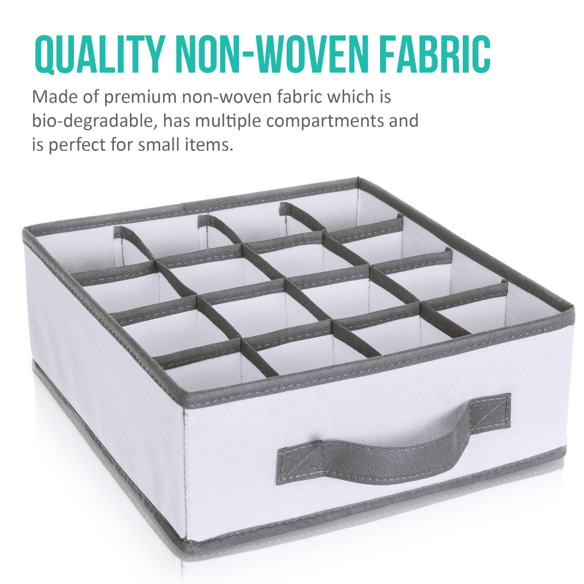 Grey Bras Drawer Insert with 5 Compartments for Socks Underwear Fabric Wardrobe Organiser for Cupboard or Dresser mDesign Set of 2 Drawer Organiser