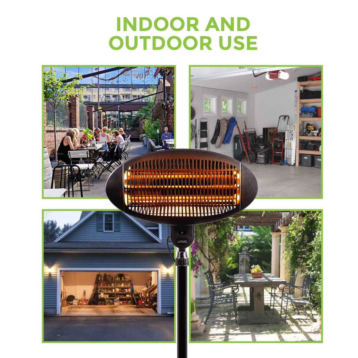 Electric Patio Heater 2KW Free Standing Garden Outdoor ...