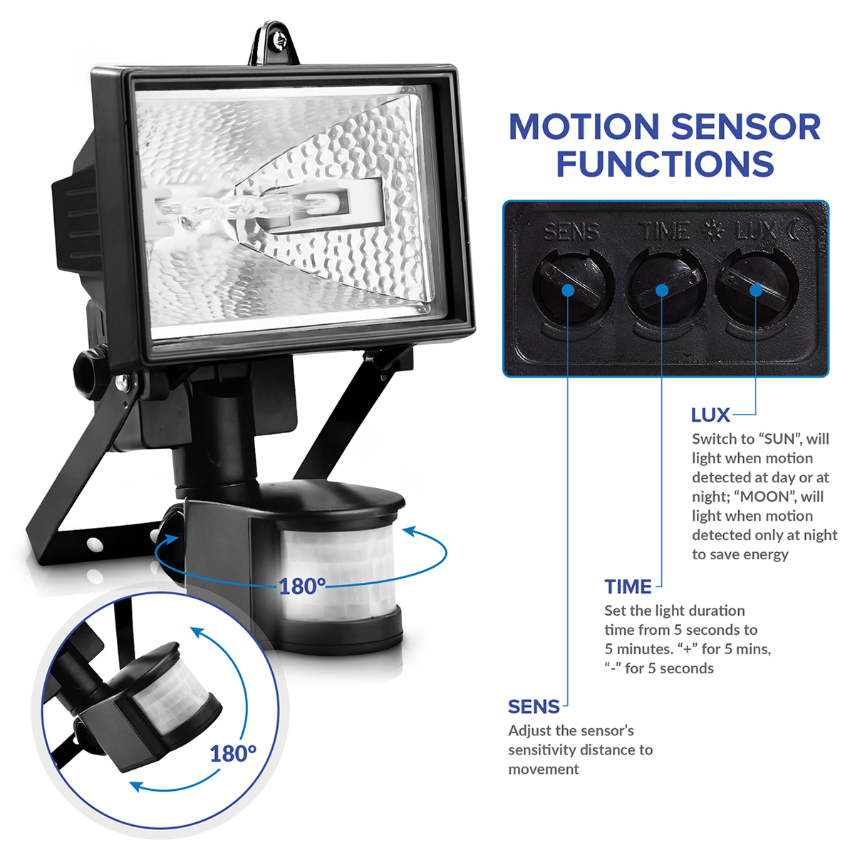 Outdoor Garden 400w PIR Motion Sensor Security Light Halogen Floodlight