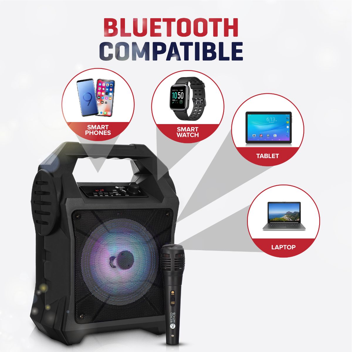 Portable Bluetooth Karaoke Machine Party Lights Mics Led Light Speaker Songs Mp3 Ebay