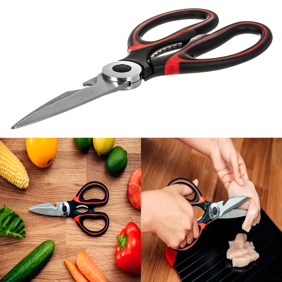 High Quality Multi Purpose Kitchen Scissors Bottle Opener Cutter Sharpe   KS978MAIN 