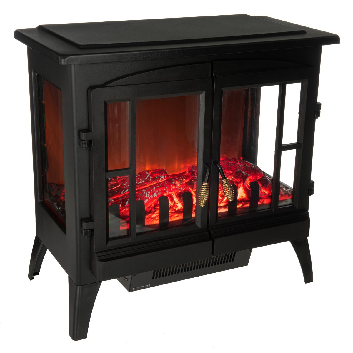 2KW Electric Fireplace Heater Black Stove w/ LED Flame Effect ...