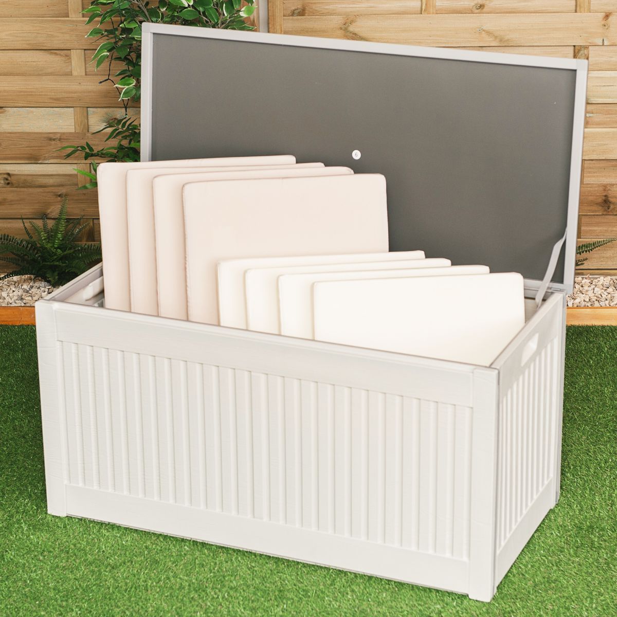 Outdoor Garden Plastic Storage Utility Chest Cushion Shed Box 270L Kids ...