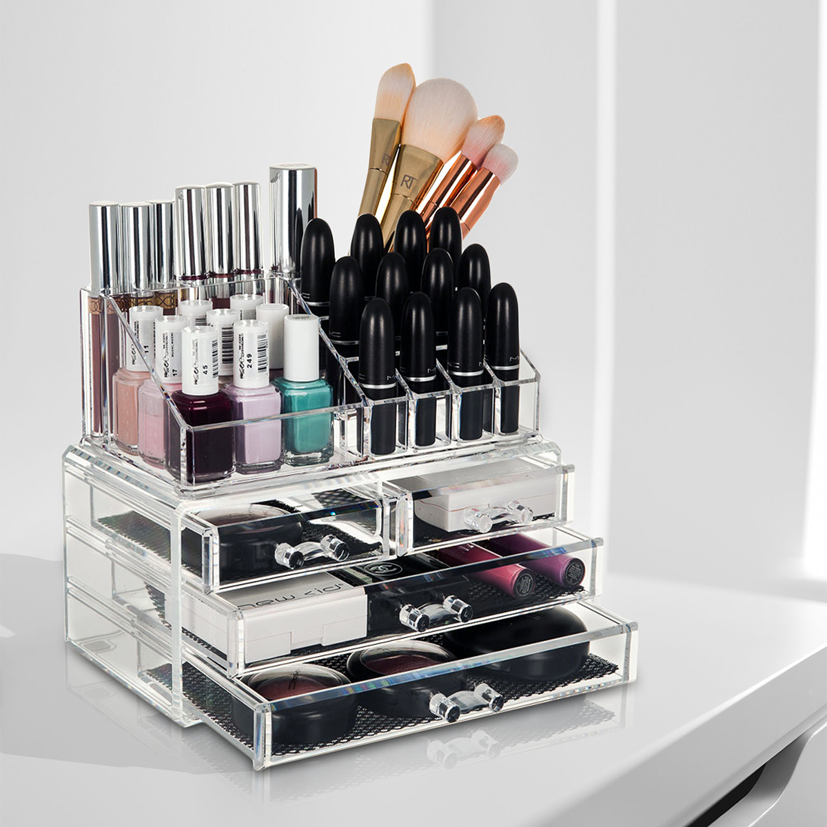 4 Drawer Clear Acrylic Cosmetic Make Up Jewellery Organiser Storage ...