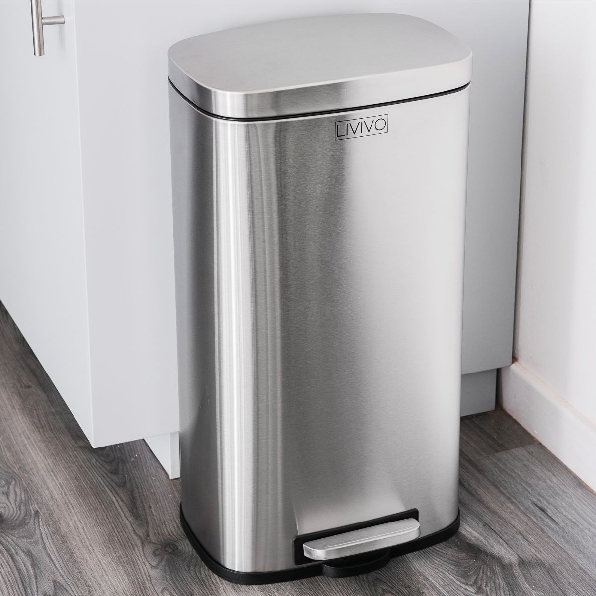 30L Stainless Steel Recycling Bin Pedal Waste Kitchen Trash Dustbin