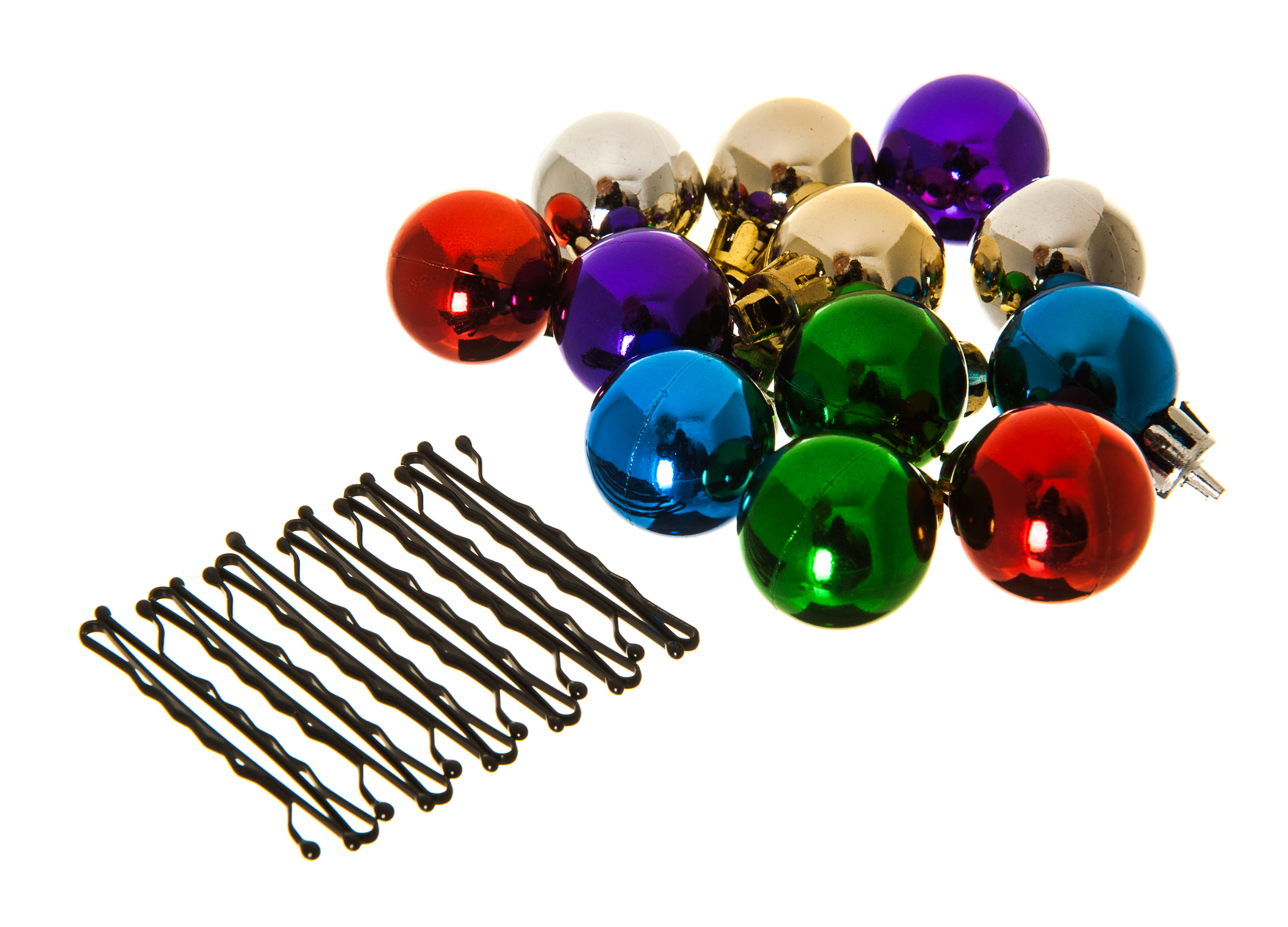 12PC CHRISTMAS BEARD BOBBLES HAIR DECORATION BAUBLES & MINI GRIPS FANCY ...