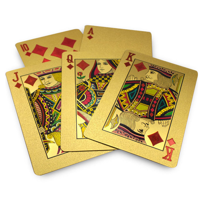 24K GOLD PLATED PLAYING CARDS FULL POKER DECK 99.9% PURE WITH BOX ...