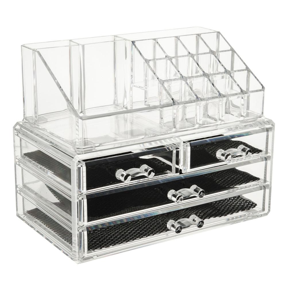 New Glam Clear Acrylic 4 Drawer Cosmetic Makeup Display Storage Table ...
