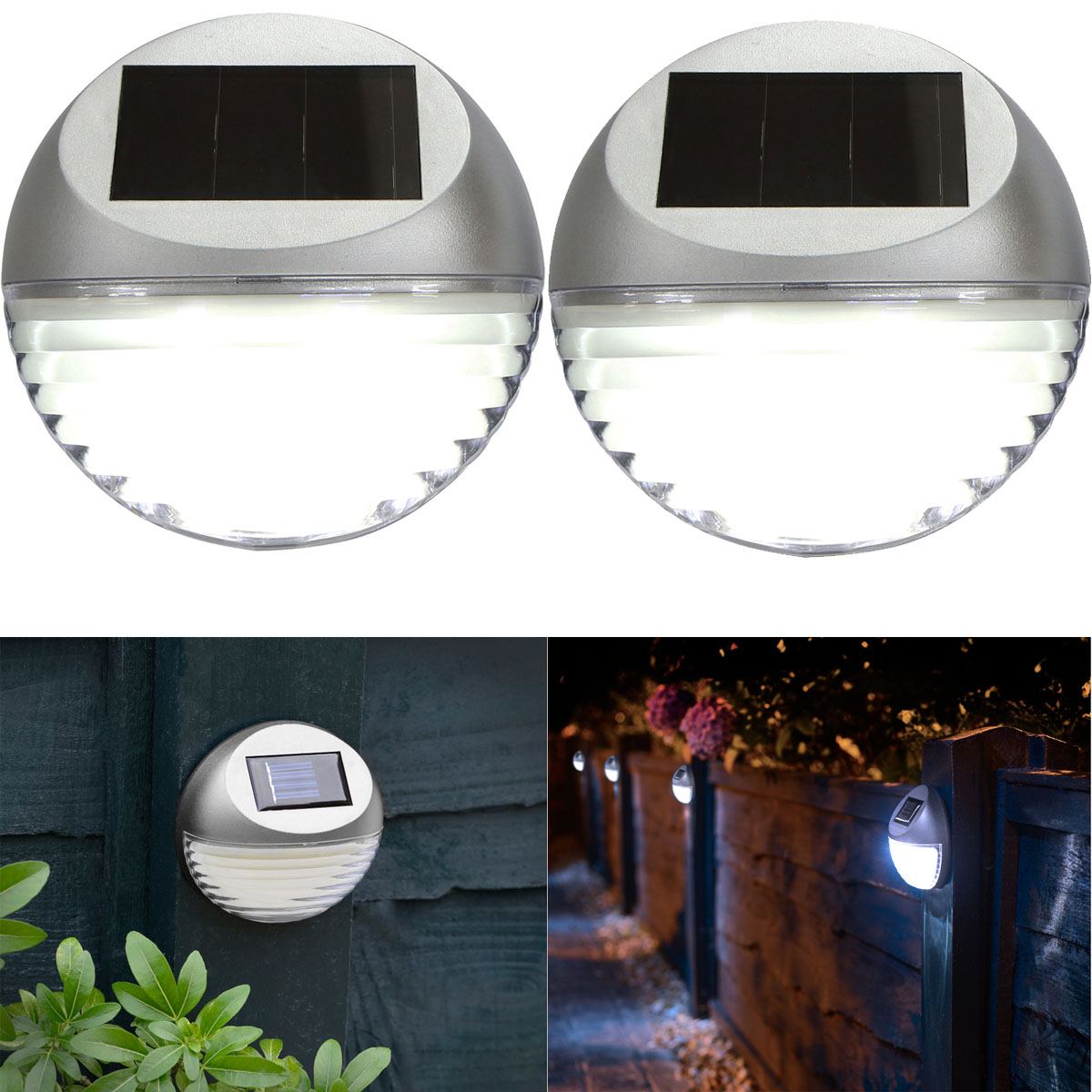 Solar Powered Led Garden Fence Lights Wall Patio Door Decking Outdoor Lighting Ebay