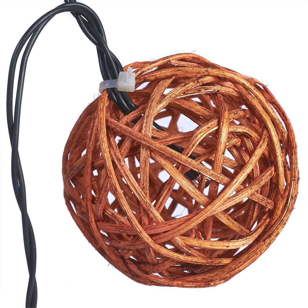 10 SOLAR POWER RATTAN WICKER BALL STRING LIGHTS FAIRY WARM WHITE