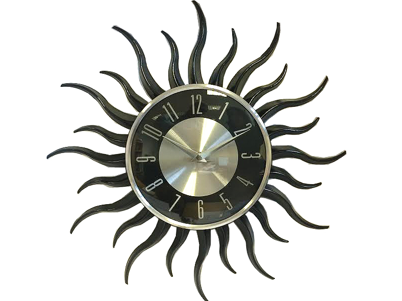 NEW STUNNING MODERN SUNBURST WALL CLOCK BLACK SILVER 40CM BEDROOM ...