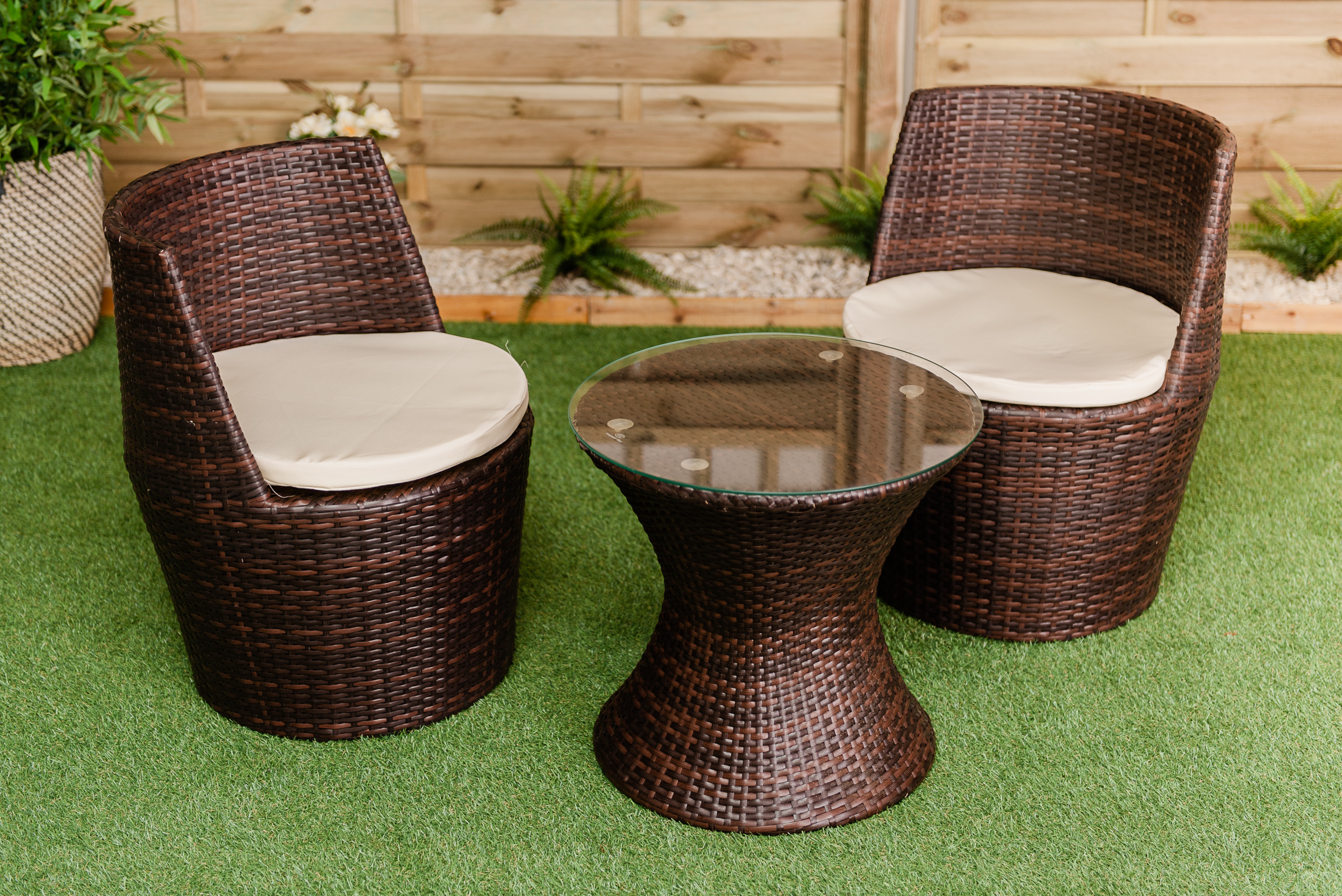 Verona 3 Pc Rattan Garden Patio Furniture Vase Set Table 2