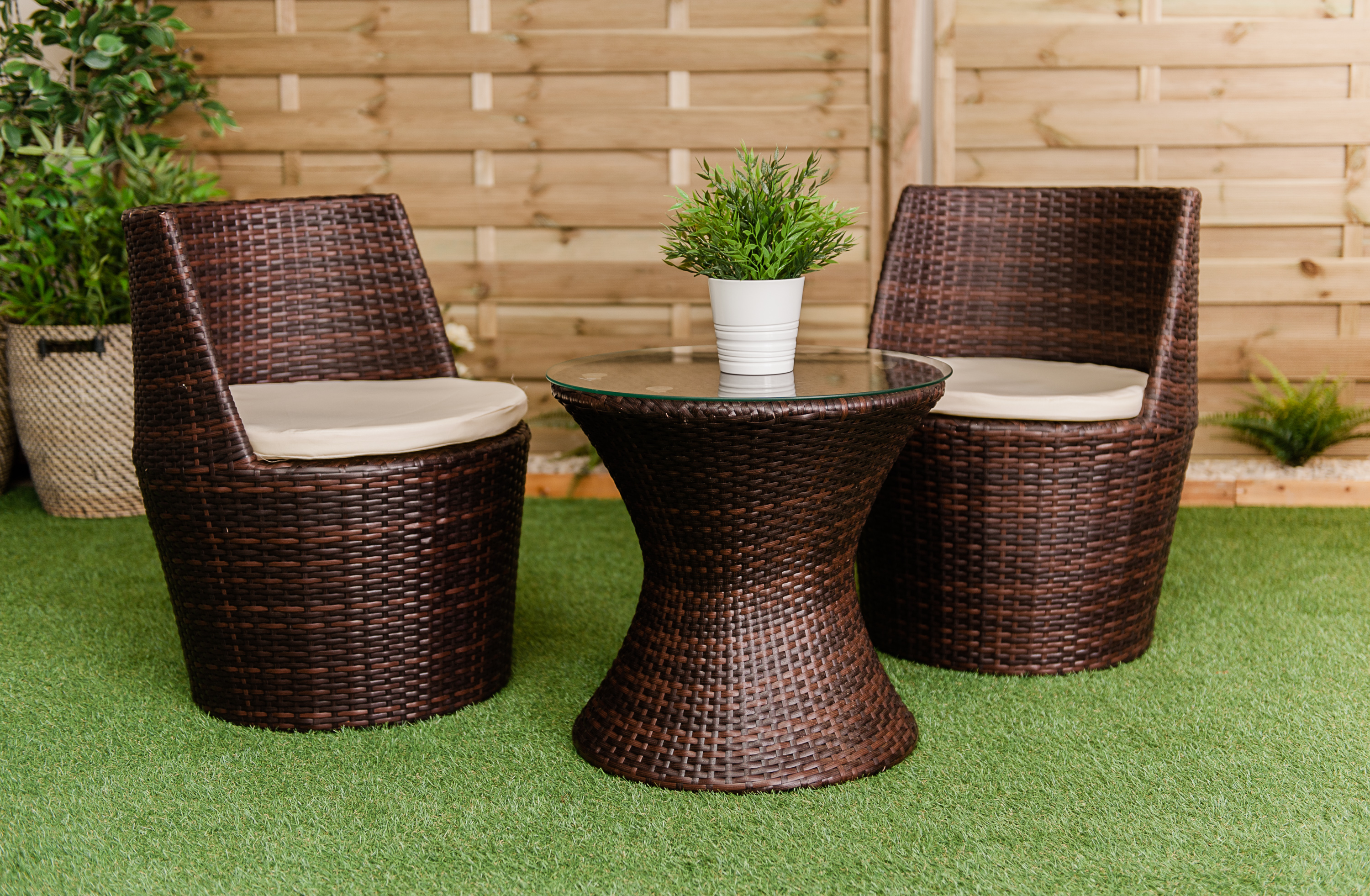 Verona 3 Pc Rattan Garden Patio Furniture Vase Set Table 2