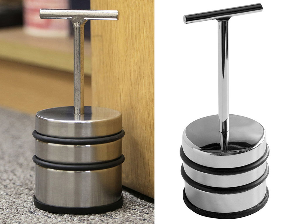 DOOR STOPPER S/STEEL CHROME HANDLE HEAVY DUTY STOP WEIGHT NON SLIP ...