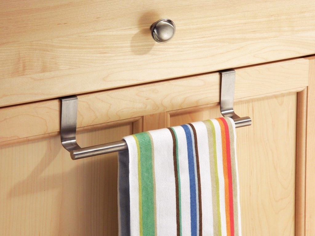 OVER KITCHEN CUPBOARD DOOR TOWEL RAIL STAINLESS STEEL CABINET TEA TOWEL