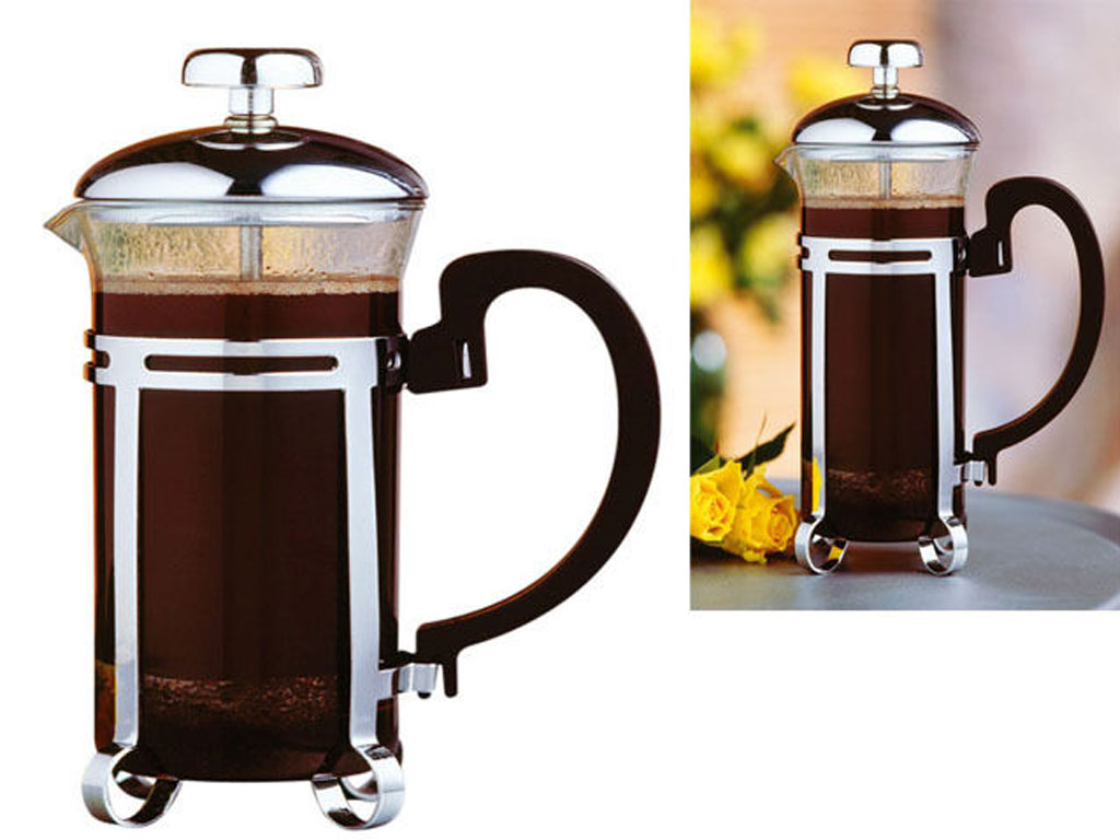 2 CUP KONA CAFETIERE CHROME COFFEE MAKER FRENCH PRESS HEAT RESISTANT ...