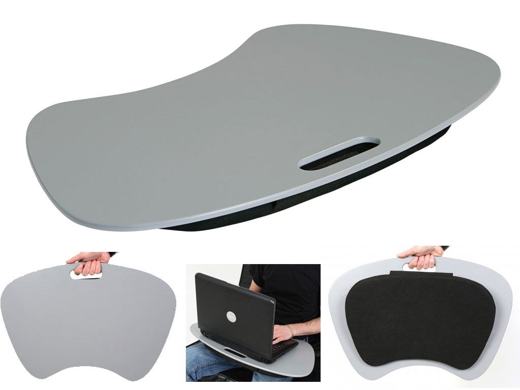 GREY LAPTOP TRAY EXTRA LARGE WITH PADDED CUSHION REST HOMEWORK LAP TRAY