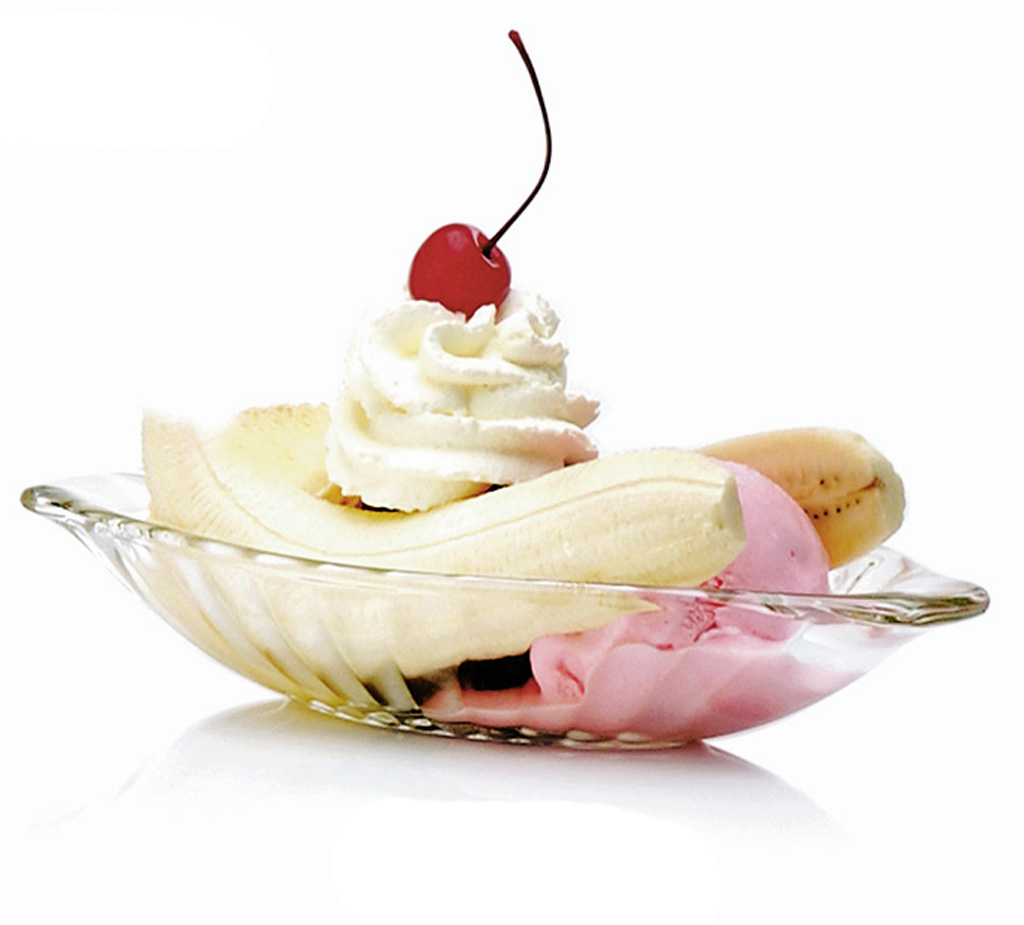 SET OF 2 GLASS BANANA SPLIT DISHES ICE CREAM DESSERT SUNDAE SERVING ...