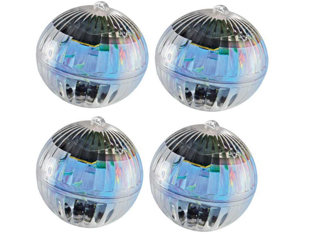 SET OF 1/2/3/4 SOLAR FLOATING DISCO BALL COLOUR CHANGING HANGING GARDEN ...