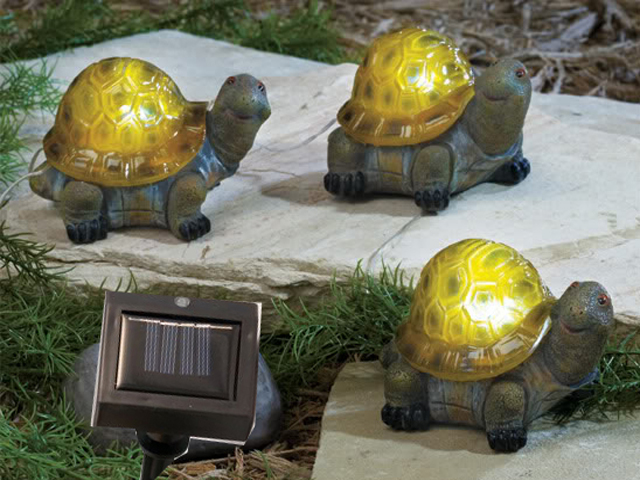 NEW 3 SOLAR POWER TURTLE GARDEN OUTDOOR LED DECOR POND ORNAMENT LAMP ...