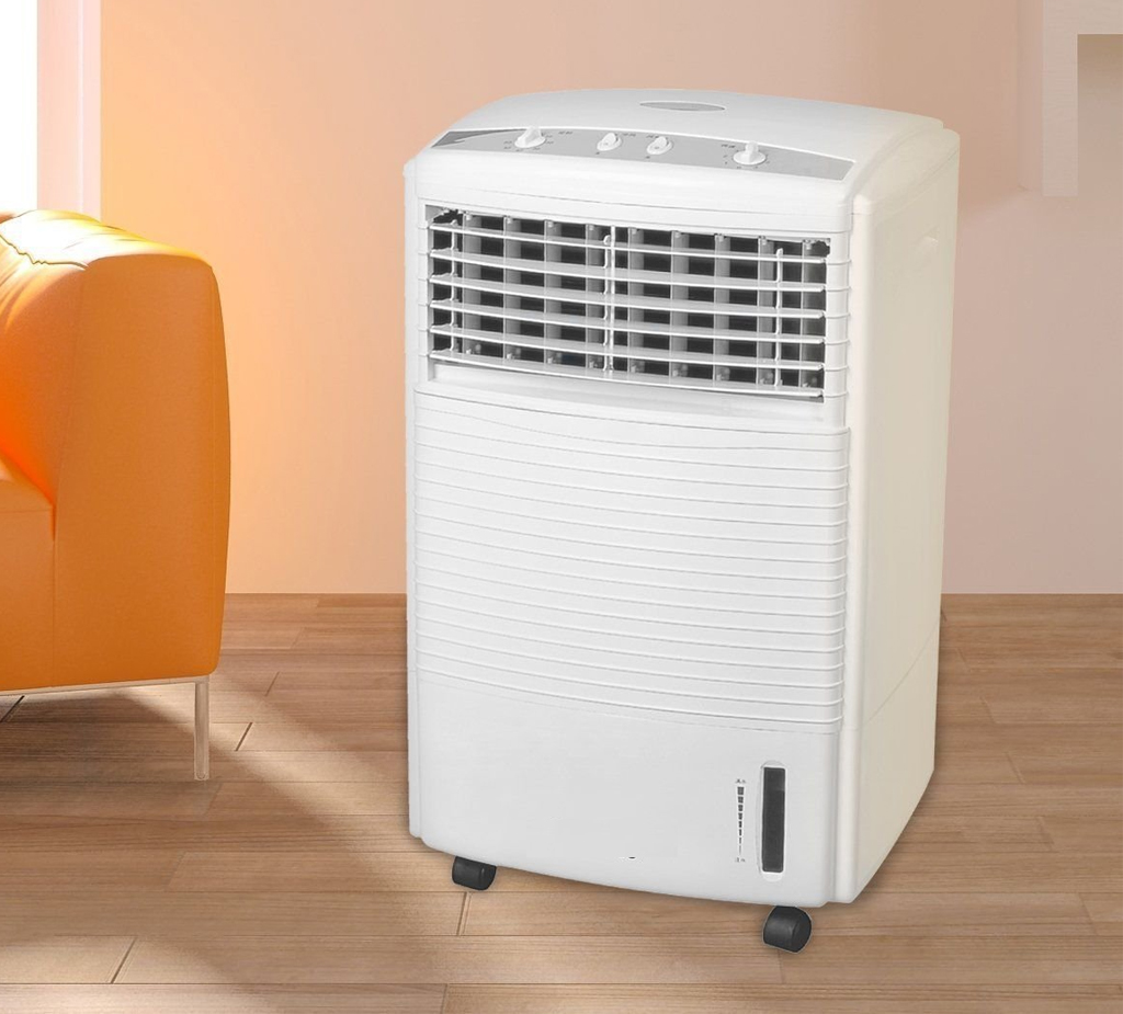 WHITE PORTABLE COLD AIR COOLER FAN EVAPORATION 3 SPEED OSCILLATING