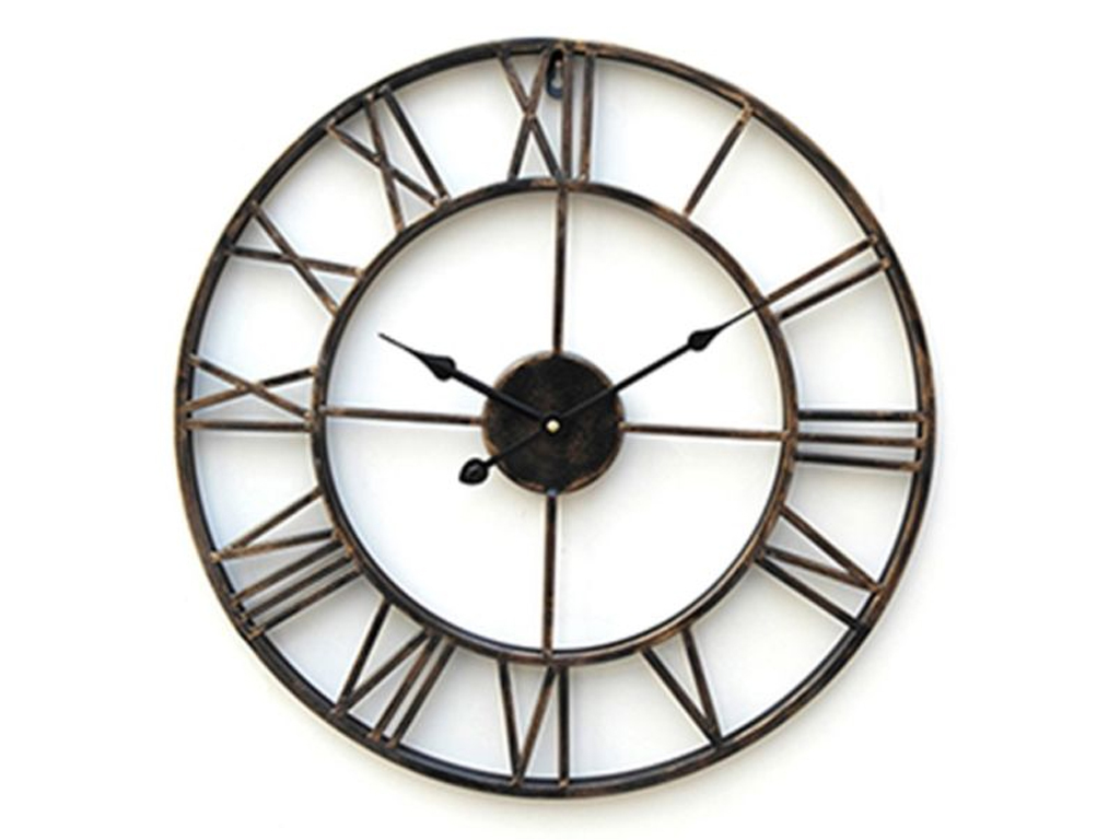 Distressed Antique Metal Wall Clock Vintage Roman Numeral Skeleton Frame 40cm 5024418665946 Ebay