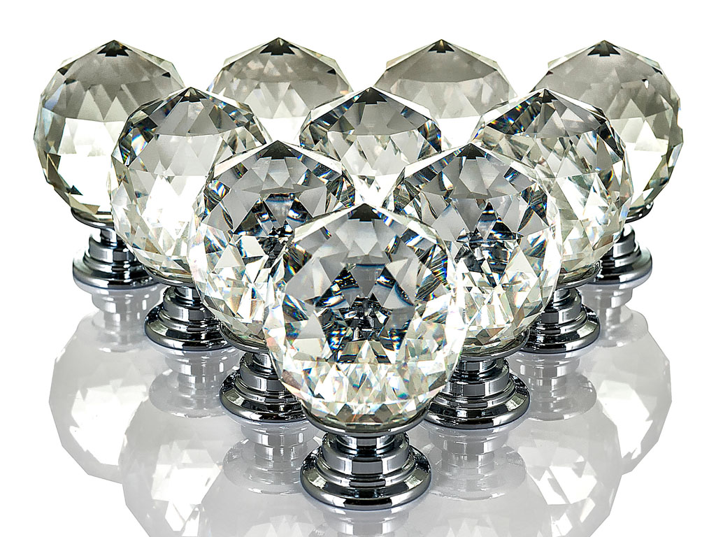 10 Diamond Cupboard Wardrob Door Knobs Clear Crystal Cabinet Draw Pull Handle