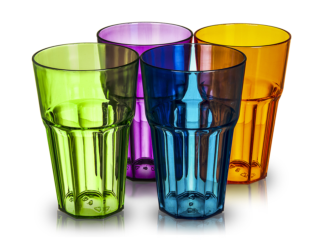 4 x BELLO LARGE COLOUR ACRYLIC PLASTIC HI BALL TUMBLERS DRINKING WATER