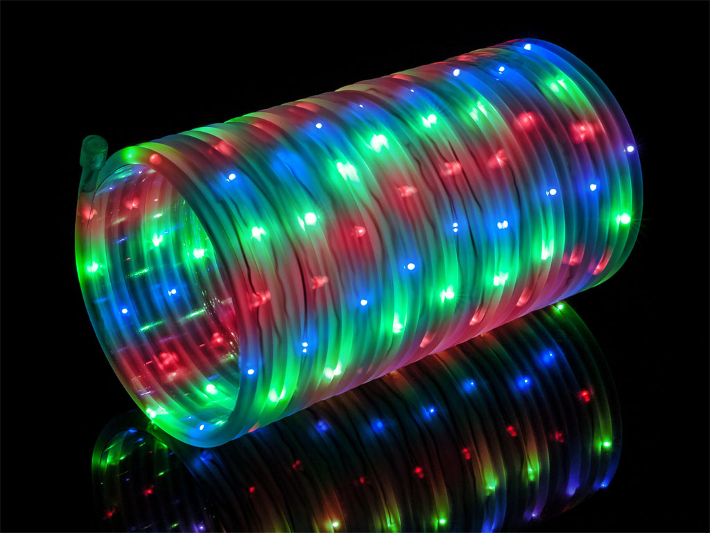 LIVIVO CHRISTMAS 100 LED ROPE LIGHTS COLOURED FLEXIBLE TUBE IP44